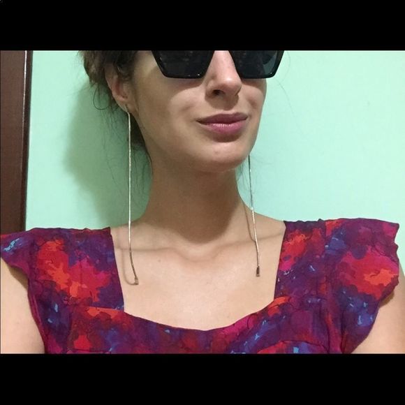 Extra long silver dangling earrings - Picture 2 of 7